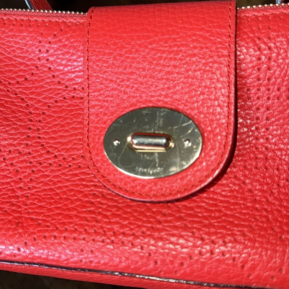 VTG Kate Spade Red Leather Turn Lock Mini Shoulder Bag - Picture 6 of 6
